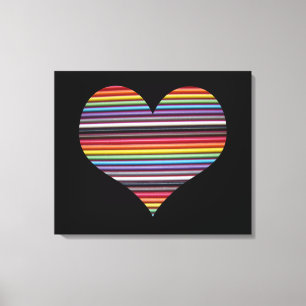 Rainbow Ribbon Cable Heart Wrapped Canvas Print