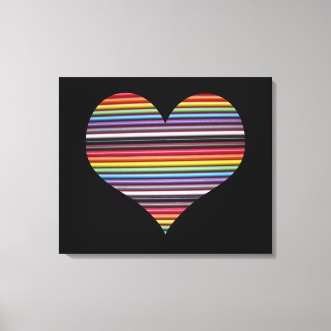 Rainbow Ribbon Cable Heart Wrapped Canvas Print (Front)