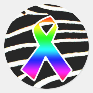 Rainbow Ribbon Classic Round Sticker