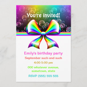 Rainbow ribbon party invitations (customisable!)