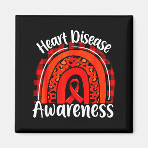 Rainbow Ribbon We Wear Red Heart Disease Awareness Magnet