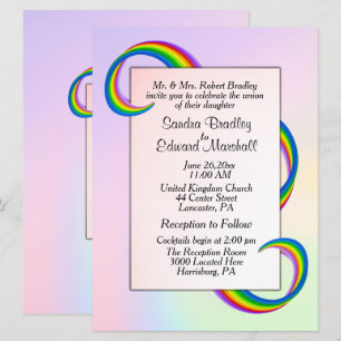 Rainbow Ribbon Wedding Invitation