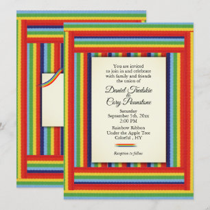 Rainbow Ribbon Wedding Invitation