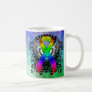Rainbow Ribbon with Wings Coffee Mug