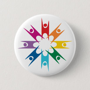 Rainbow Ring of Humanists 6 Cm Round Badge