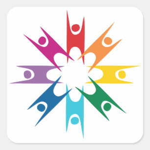 Rainbow Ring of Humanists Square Sticker