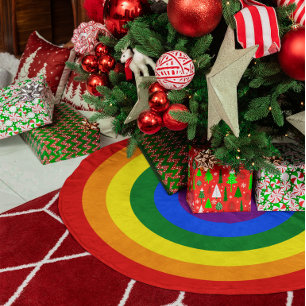 Rainbow Rings Brushed Polyester Tree Skirt
