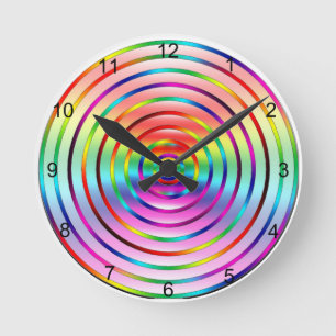 Rainbow Ripples Round Clock