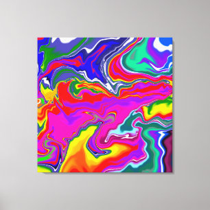 Rainbow River Fluid Art Canvas Print