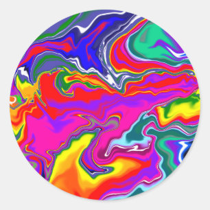 Rainbow River Fluid Art Classic Round Sticker