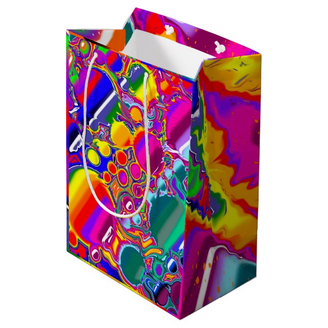 Rainbow River Fluid Art Medium Gift Bag (Back Angled)