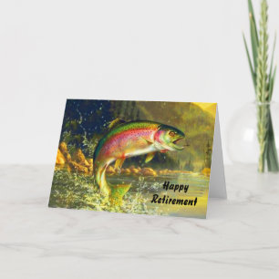 Rainbow River Trout Jumping Retirement Card