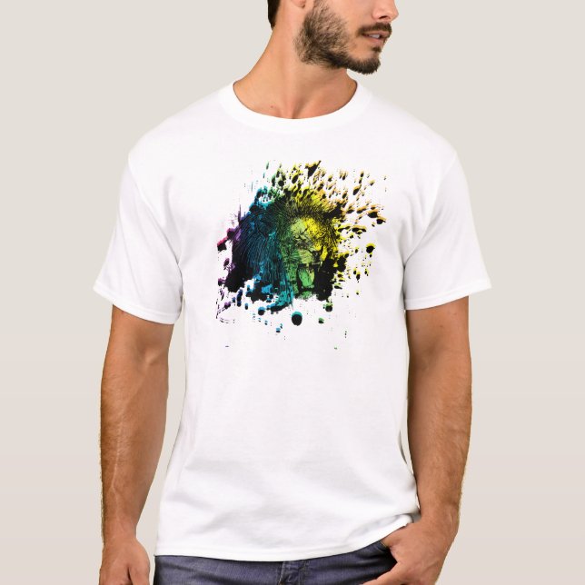 Rainbow Roaring Lion T-Shirt (Front)
