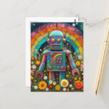 Rainbow Robot in a Flower Meadow