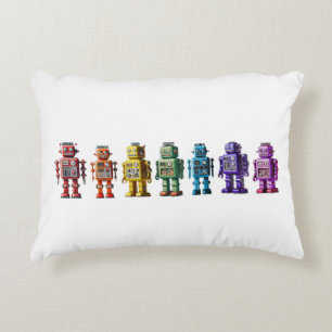 Rainbow Robots Decorative Cushion