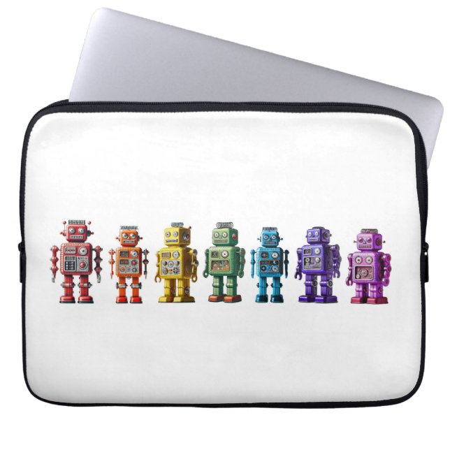 Rainbow Robots Laptop Sleeve (Front)