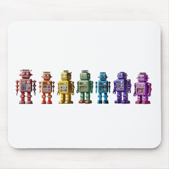 Rainbow Robots Mouse Mat (Front)
