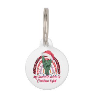 Rainbow Rock Hand My Favorite Colors Is Christmas Pet Tag