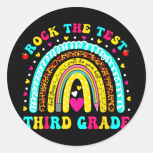 Rainbow Rock The Test Day Third Grade Testing Day  Classic Round Sticker