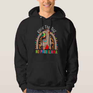 Rainbow Rock The Test No Prob Llama Teacher Testin Hoodie