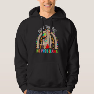 Rainbow Rock The Test No Prob Llama Teacher Testin Hoodie
