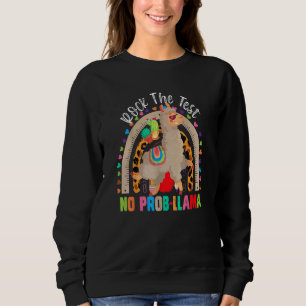 Rainbow Rock The Test No Prob Llama Teacher Testin Sweatshirt