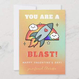 Rainbow Rocket Colourful Valentine's Day Sparkly Holiday Card