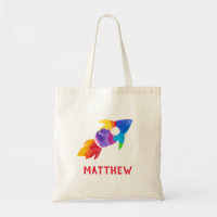 Rainbow Rocket Ship Outer Space Personalised Kids