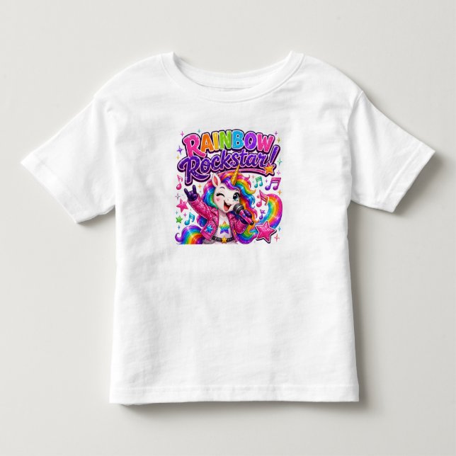 Rainbow Rockstar Unicorn T-Shirt (Front)