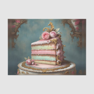 Rainbow Rococo French Slice of Cake Decoupage  Tissue Paper