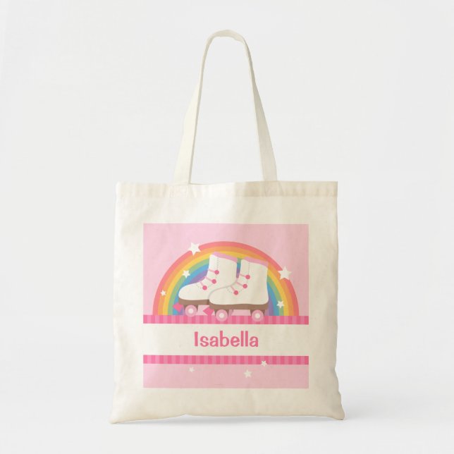 Rainbow Roller Skates For Girl Skater Tote Bag (Front)