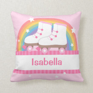 Rainbow Roller Skates Girls Room Decor Cushion