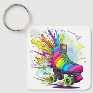 Rainbow roller skates  key ring