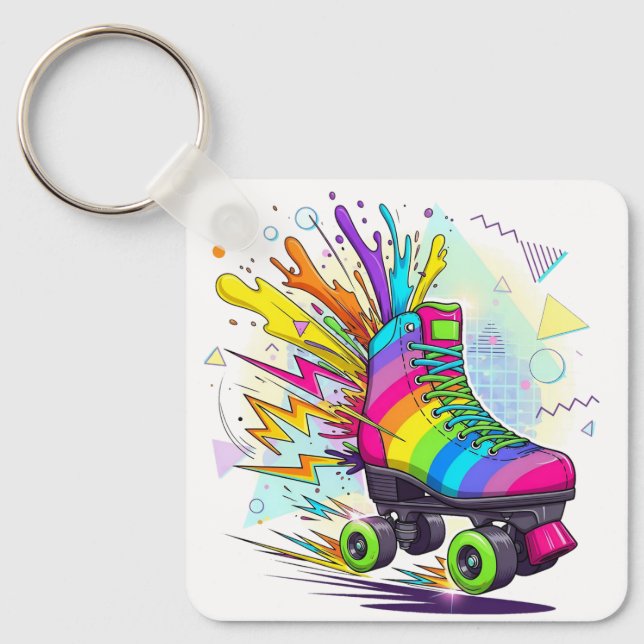Rainbow roller skates  key ring (Front)
