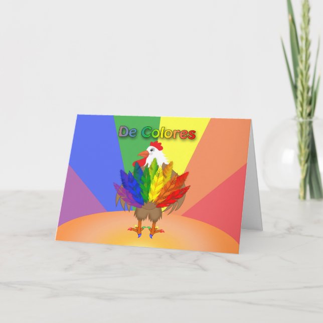 Rainbow Rooster De Colores Note Card (Front)