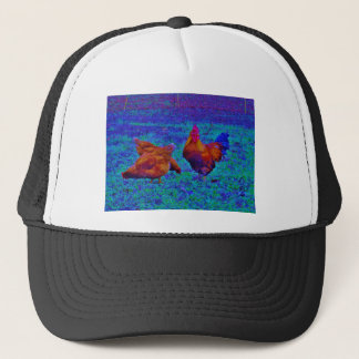 Rainbow Rooster & Hens, Electric Blue Trucker Hat
