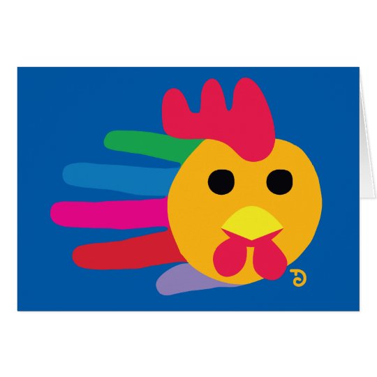 Rainbow Rooster with Red Comb Card