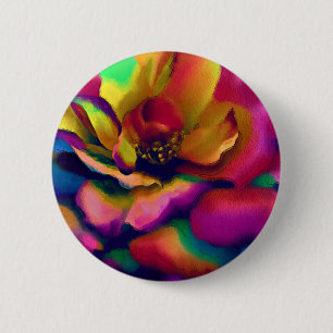Rainbow Rose 6 Cm Round Badge