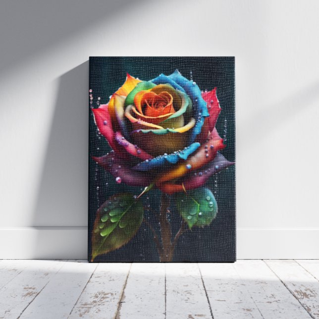 Rainbow Rose Canvas Print (Creator Uploaded)