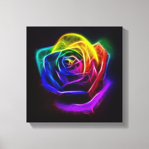 Rainbow Rose Fractal Canvas Print
