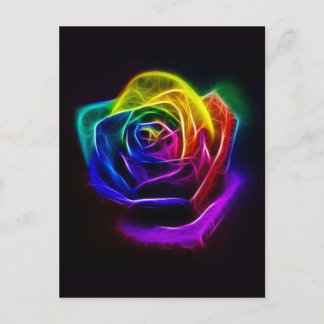 Rainbow Rose Fractal Postcard