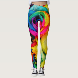 Rainbow Rose In Glorious Colour Leggings