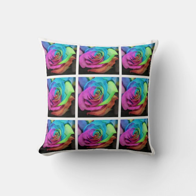 Rainbow Rose Pillow (Front)