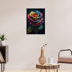Rainbow Rose Poster