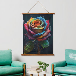 Rainbow Rose Wall Tapestry
