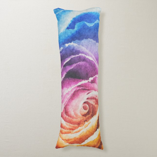 Rainbow Rose Watercolor Body Cushion (Front Vertical)