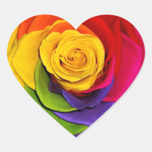 Rainbow Rose Wedding Favour Gay Pride Customised Heart Sticker