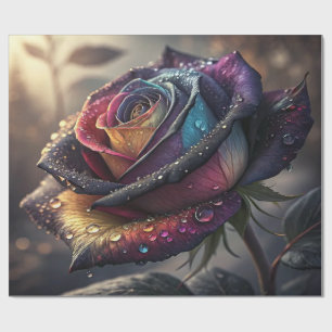 Rainbow Rose Wrapping Paper — Elegant Multicolor