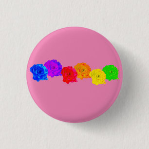 Rainbow Roses 3 Cm Round Badge