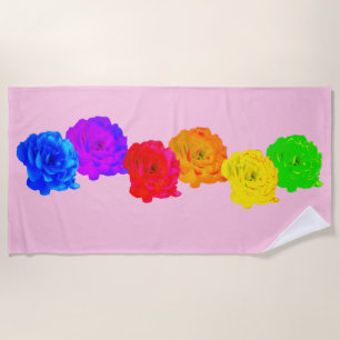 Rainbow Roses Beach Towel